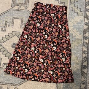 LOFT Multicolor Paisley A-Line Skirt